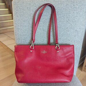 Coach Red Pebbled Leather Red Shoulder Bag